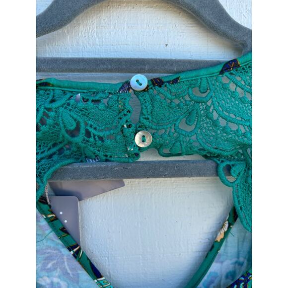 NWT Daniel Rainn Sleeveless Shirt, Green‎ Floral, Back Cut Out, V Neck, Sz 1X - Picture 5 of 8